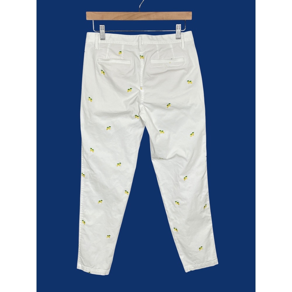 Talbots Lemon Embroidered Preppy Chino Pants Womens 2P Fruit Coastal Whimsical - Picture 4 of 8